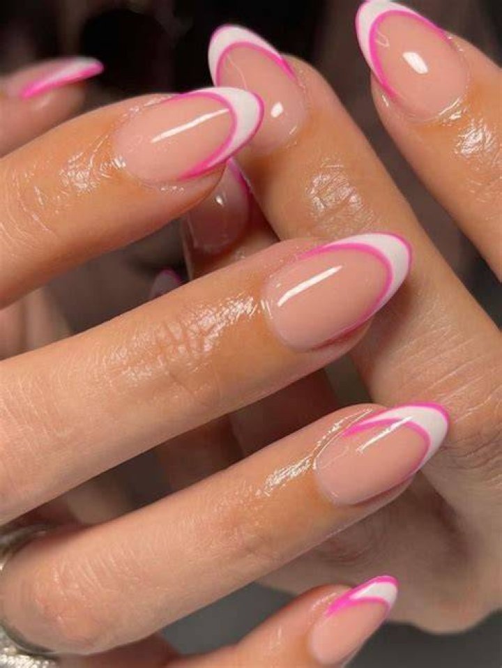 Pink French Tip Nails Toes